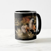 色彩の鮮やかな砂漠の黒15のozのマグ、一突き色及びスタイル マグカップ (正面右)