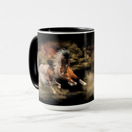 色彩の鮮やかな砂漠の黒15のozのマグ、一突き色及びスタイル マグカップ (正面左)