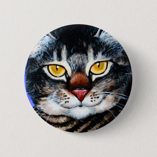 色彩の鮮やかな脂肪質猫 缶バッジ (正面)
