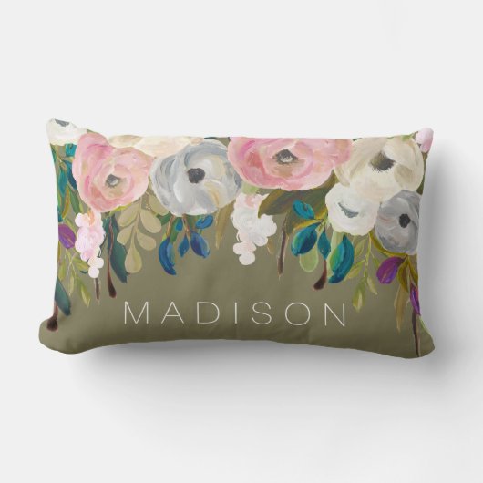 色彩の鮮やかな花のパーソナライズな一流のクッション ランバークッション (正面)