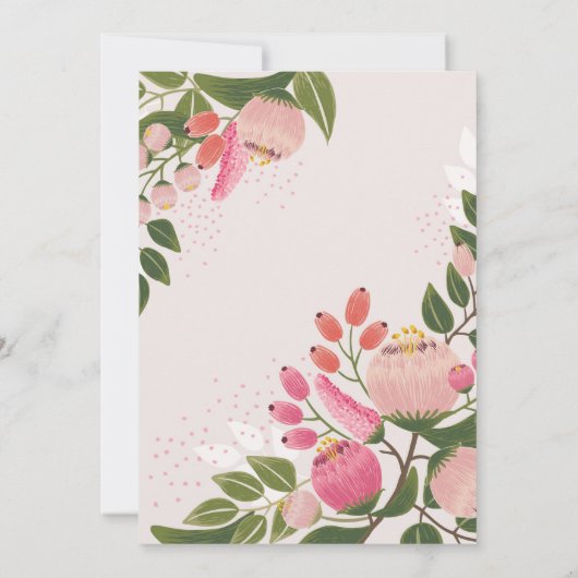 色彩の鮮やかな花のベビーシャワーの招待状|のピンク 招待状 (裏面)