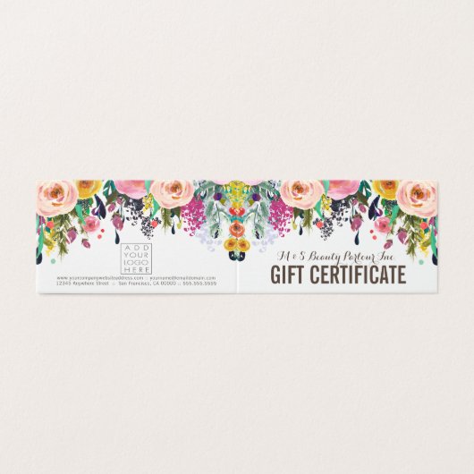 色彩の鮮やかな花の店のギフト券のテンプレート (外部フラット)