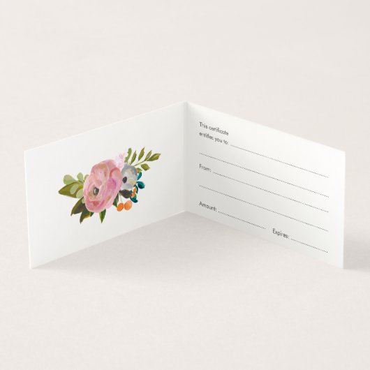 色彩の鮮やかな花の店のギフト券のテンプレート (内部)