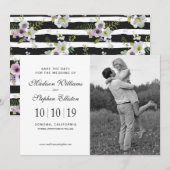 色彩の鮮やかな花の縞模様-日付を救って下さい セーブザデート (正面/裏面)