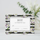 色彩の鮮やかな花の縞模様- RSVPを結婚すること 出欠カード (スタンド正面)
