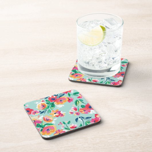 色彩の鮮やかな花模様 コースター (右側)