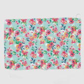 色彩の鮮やかな花模様 ゴルフタオル (横)