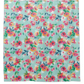 色彩の鮮やかな花模様 シャワーカーテン (正面)