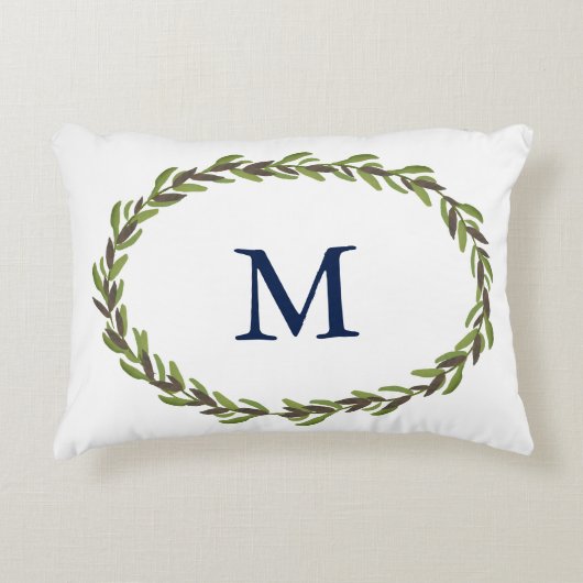 色彩の鮮やかな葉mongrammed枕 アクセントクッション (正面)