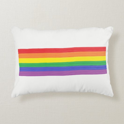 色彩の鮮やかな虹の旗 アクセントクッション (正面)