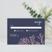 色彩の鮮やかな赤面のピンクの珊瑚は熱帯結婚式を浜に引き上げます 出欠カード (スタンド正面)