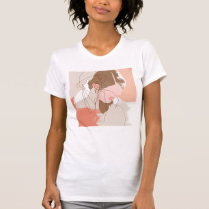 色彩の鮮やかな輪郭の女性ポートレート Tシャツ