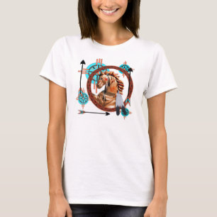 色彩の鮮やかな馬のSouthwesterのデザイン Tシャツ