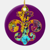 色彩の鮮やかな（紋章の）フラ・ダ・リ4 セラミックオーナメント (裏面)