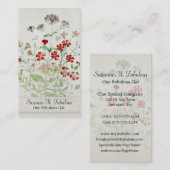 色彩の鮮やかなCatchflyの花の花束のヴィンテージの原稿 名刺 (正面/裏面)