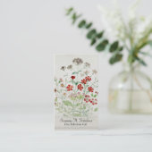 色彩の鮮やかなCatchflyの花の花束のヴィンテージの原稿 名刺 (スタンド正面)