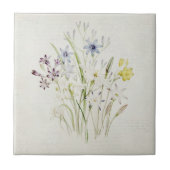 色彩の鮮やかなConantheraの花の花束のヴィンテージの原稿 タイル (正面)