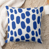 色彩の鮮やかはっきりしたスポット – ネイビーONホワイト クッション (ブランケット)