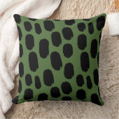 色彩の鮮やかはっきりしたスポット – 緑4e6e38黒 クッション (ブランケット)