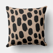 色彩の鮮やかはっきりした点 – ライトブラウンd2b29a黒点 クッション (裏面)
