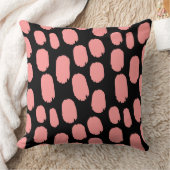 色彩の鮮やかはっきりした点 – 黒のソフトピンク クッション (ブランケット)