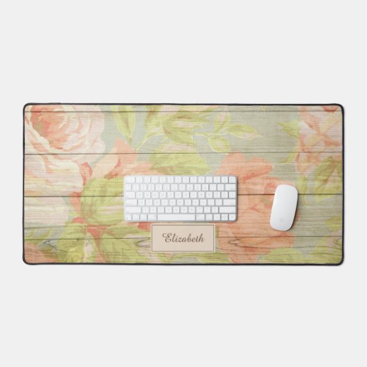 色彩の鮮やかアンティーク板のバラ デスクマット (キーボード&マウス)