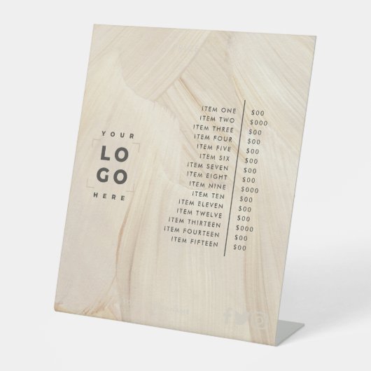 色彩の鮮やかエレガント・自然物価表 台座サイン (正面)