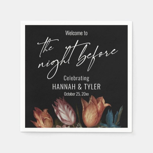 色彩の鮮やかオランダの花が前夜に迎える スタンダードカクテルナプキン (正面)