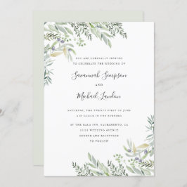 色彩の鮮やかオリーブと葉水結婚色 招待状