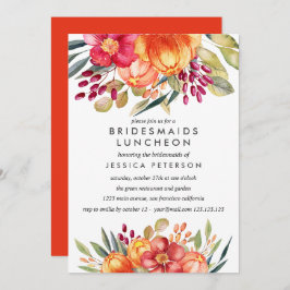 色彩の鮮やかオレンジの花の花嫁のラ結婚ンチョン 招待状