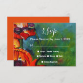 色彩の鮮やかカラフルオレンジポピー結婚ズ 出欠カード (正面/裏面)