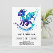 色彩の鮮やかカラフルドラゴンデジタルボーイ誕生日 招待状 (スタンド正面)