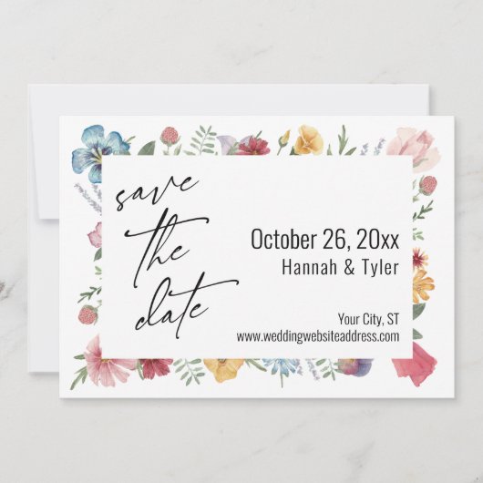 色彩の鮮やかカラフル水彩草野の花 セーブザデート (正面)