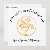 色彩の鮮やかゴールデン・ツリー・オブ・ライフ・エンド・オブ・トリートメント・パーティー 招待状 (正面/裏面)