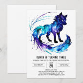 色彩の鮮やかシンプルWolf Digital Boy誕生日 招待状 (正面/裏面)