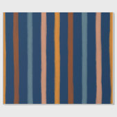 色彩の鮮やかストライプPattern Navy Blue, Brown & Orange ラッピングペーパー (フラット)