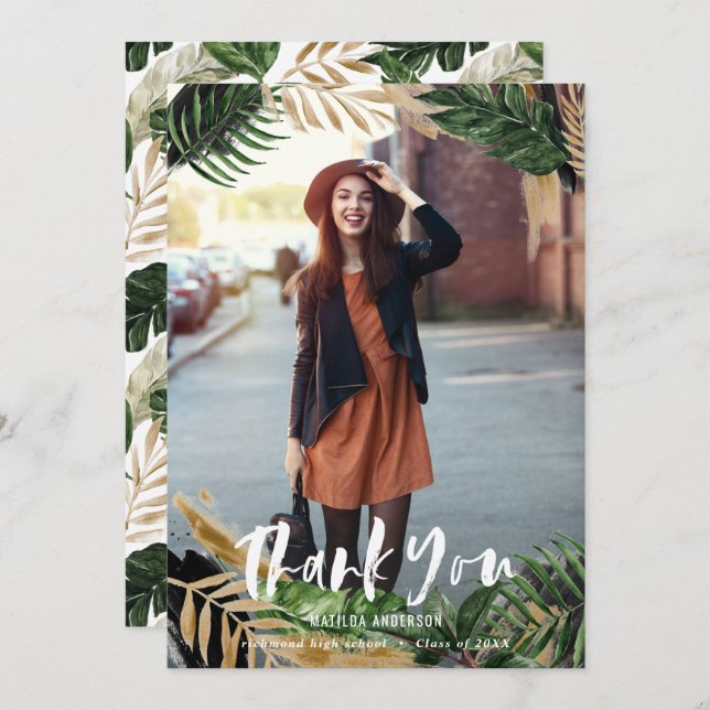 色彩の鮮やかトロピカル写真感謝してい卒業前 (正面/裏面)