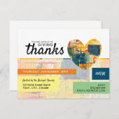 色彩の鮮やかハート感謝祭パーティの招待状 ポストカード (正面/裏面)