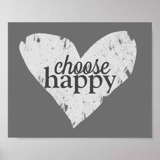 色彩の鮮やかハート選択happy grayとwhite引用文 ポスター (正面)