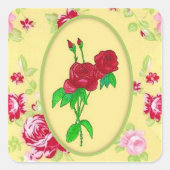 色彩の鮮やかバラ スクエアシール (正面)