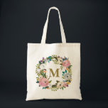色彩の鮮やかパーソナライズされたフローラ トートバッグ<br><div class="desc">この絵を描デザインを美しくアクセントす離れるリースと豪華な手のフラワー素晴らし。自分のイニシャルまたは女の子のイニシャルで女の子のイニシャルをパーソナライズし買て、このキャンバスのトートバッグをギフトとして。右の例のモノグラム/イニシャルの上に入力するだけで、画面上の目の前にタイポグラフィが変化するのを見ることができる。その後、カートにシンプル追加し、購入して、この品質を持つのと同様に、プロの印刷は、あなたのドアに送信される親切なギフトの1つ！完璧パーソナライズされたな花嫁メイドのモノグラム抱き枕も信じられないほどの価手頃格で！</div>