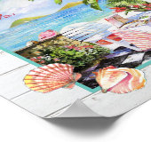 色彩の鮮やかビーチコテージポーチシーンシェル&ことわざ ポスター (角)