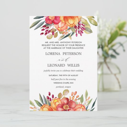 色彩の鮮やかフォーマル花モダンエレガント 招待状 (スタンド正面)