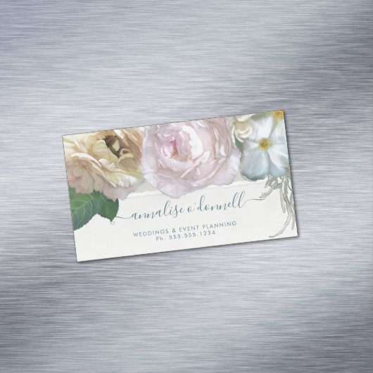 色彩の鮮やかフローラエレガントポニーバラピンクnイエロー  マグネット名刺 (インサイチュ)