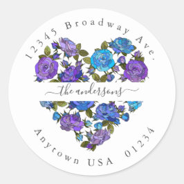 色彩の鮮やかフローラハート;差出人住所封筒用シール ラウンドシール