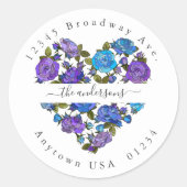 色彩の鮮やかフローラハート;差出人住所封筒用シール ラウンドシール (正面)