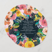 色彩の鮮やかフローラリースリハーサルディナーサークル 招待状 (正面/裏面)