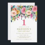 色彩の鮮やかフローラ女子1st誕生日招待状 招待状<br><div class="desc">美しい手のア絵を描クリルの花の低木や枝や離れは、豪華なドレープのトップのグラフィック縁どを作る。トレンディーモダンと赤ユニークちゃん女の子1歳の誕生日の招待。ピンクとアプリコットのバラは全体をドレープ離れした。春、屋外または田舎の赤ちゃんシャワーに最適。サンプル文字を簡単かつ迅速にカスタマイズして、任意の文字を変更する。itボタンを押しカスタマイズて、文字とイメージのスタイルと配置をさらに再配置し、フォーマットする。キーボードのクイックタイプでブライダルシャワーやベビーシャワーへの招待に簡単に変更できる！</div>