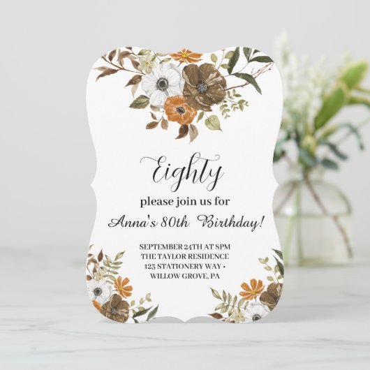 色彩の鮮やかフローラ植物第80番誕生日招待状 (スタンド正面)