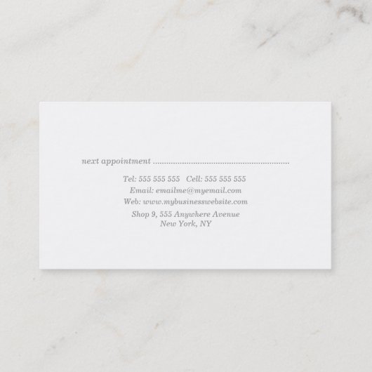 色彩の鮮やかフローラ美容師アポイントメントカード 予約カード (裏面)